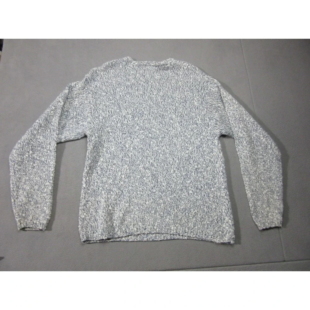 Old Navy Vtg Sweater Mens Large Blue Marled Ramie Cotton Knit Crewneck
